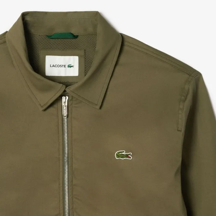 Jackets and Coats Men Lacoste Men039s Short Waterproof Cotton Jacket Khaki Green 316