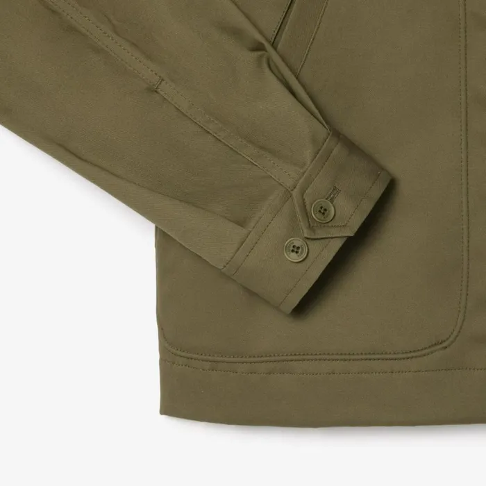 Jackets and Coats Men Lacoste Men039s Short Waterproof Cotton Jacket Khaki Green 316