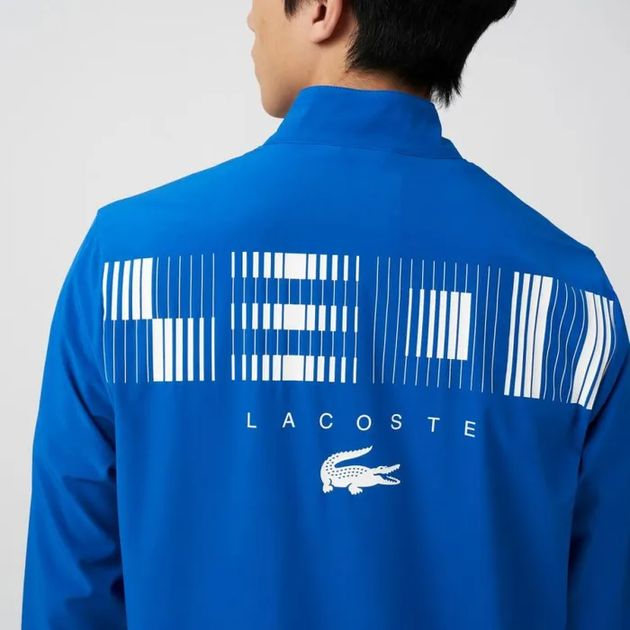 Jackets and Coats Men Lacoste Men039s SPORT X Novak Djokovic Track Jacket Blue White Lux