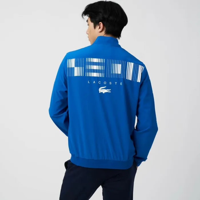 Jackets and Coats Men Lacoste Men039s SPORT X Novak Djokovic Track Jacket Blue White Lux