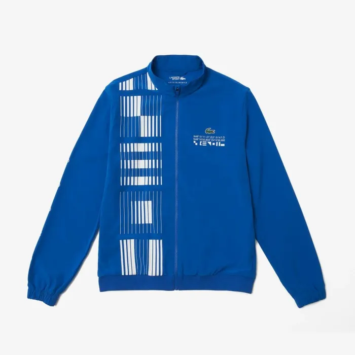 Jackets and Coats Men Lacoste Men039s SPORT X Novak Djokovic Track Jacket Blue White Lux