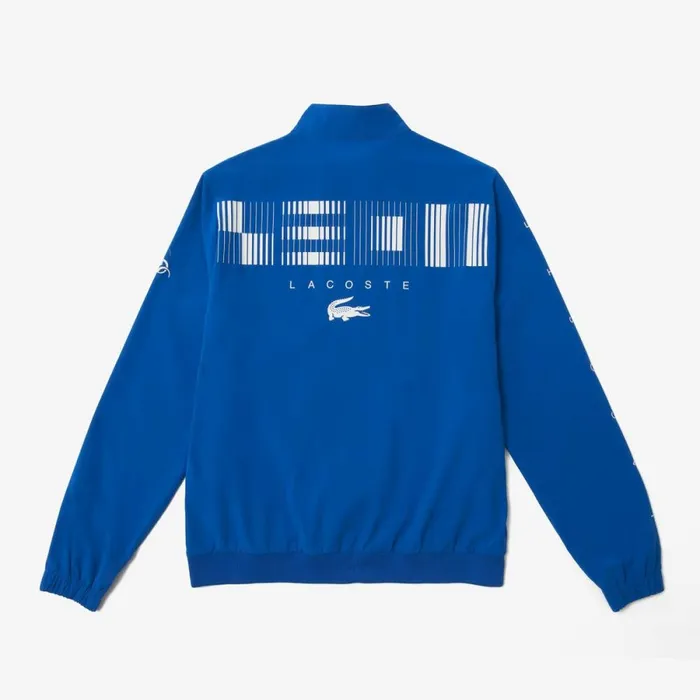 Jackets and Coats Men Lacoste Men039s SPORT X Novak Djokovic Track Jacket Blue White Lux