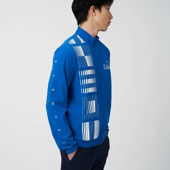 Jackets and Coats Men Lacoste Men039s SPORT X Novak Djokovic Track Jacket Blue White Lux