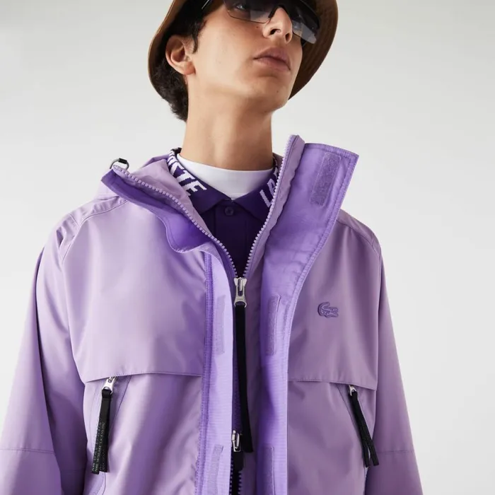 Jackets and Coats Men Lacoste Men039s WaterRepellent Parka Purple Gfu