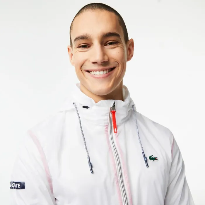 Jackets and Coats Men Lacoste Mens Lacoste Tennis X Novak Djokovic ZipUp Jacket White 001