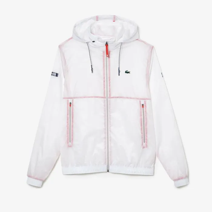 Jackets and Coats Men Lacoste Mens Lacoste Tennis X Novak Djokovic ZipUp Jacket White 001