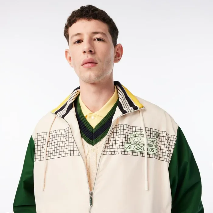 Jackets and Coats Men Lacoste Mens Track Jacket White Green Pt2