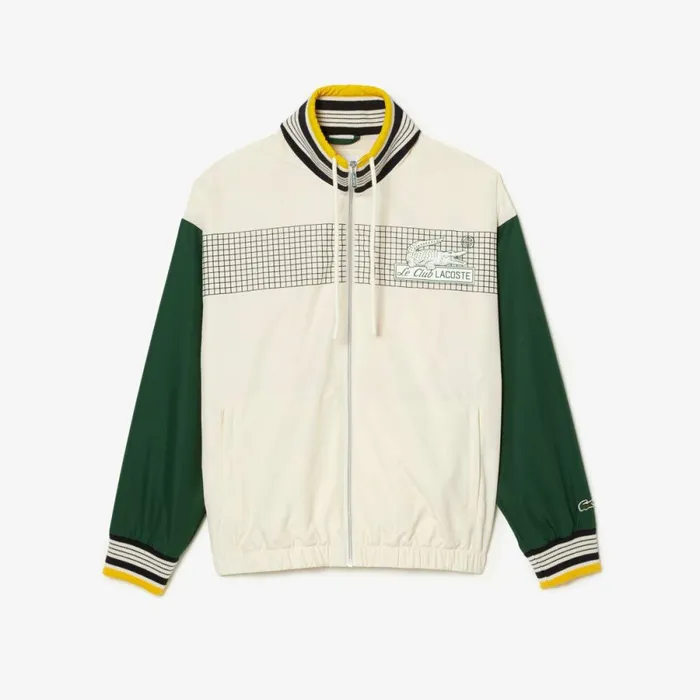 Jackets and Coats Men Lacoste Mens Track Jacket White Green Pt2