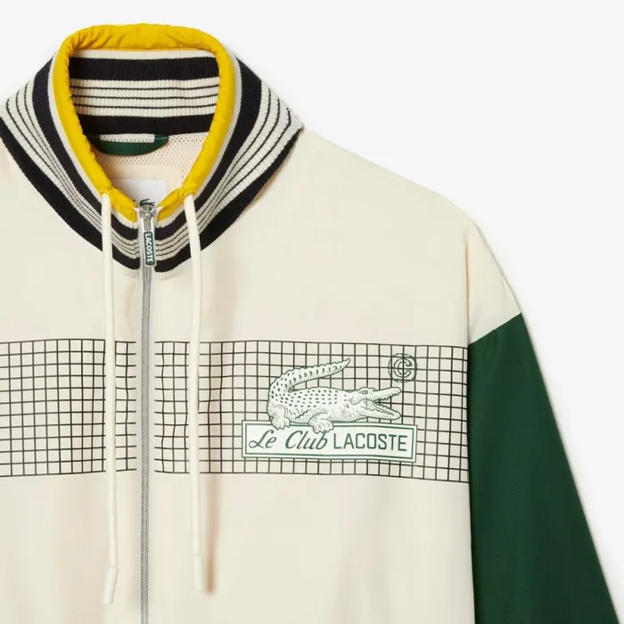 Jackets and Coats Men Lacoste Mens Track Jacket White Green Pt2