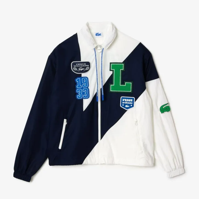 Jackets and Coats MenWomen Lacoste Lacoste X EleVen By Venus Oversized Track Jacket White Navy Blue Ev0