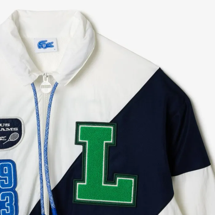Jackets and Coats MenWomen Lacoste Lacoste X EleVen By Venus Oversized Track Jacket White Navy Blue Ev0