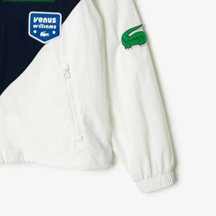 Jackets and Coats MenWomen Lacoste Lacoste X EleVen By Venus Oversized Track Jacket White Navy Blue Ev0