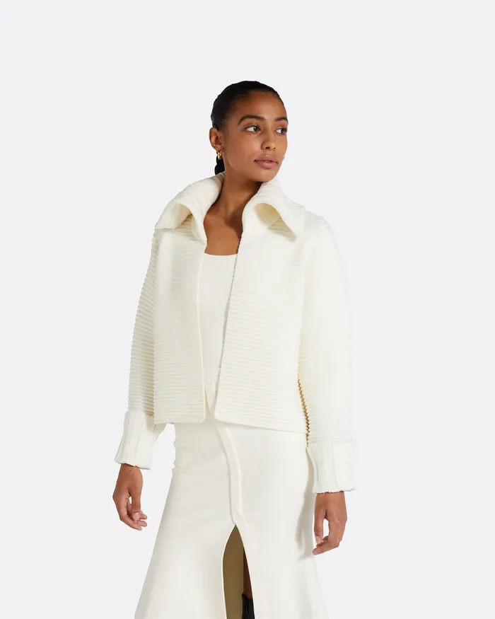Jackets and Coats Safiyaa Women Mirielle Ivory Knit Cadigan Ivory