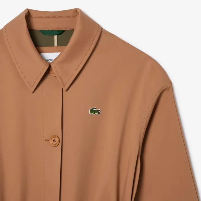 Jackets and Coats Women Lacoste Women039s Oversized Cotton Coat Brown Six