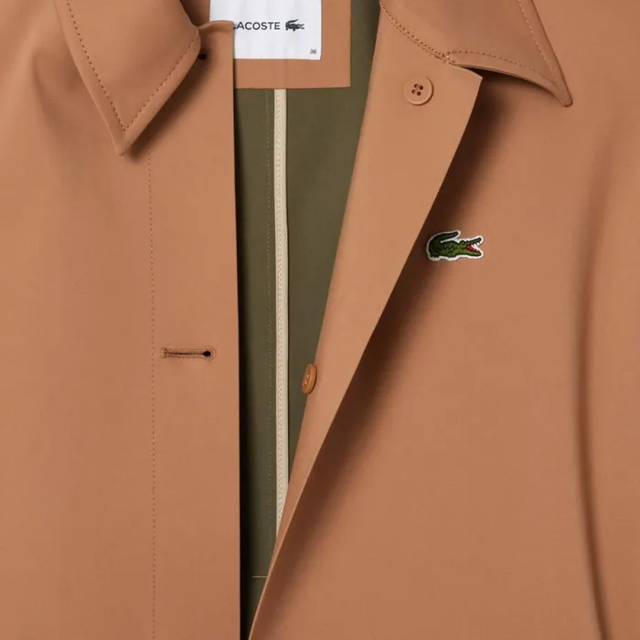 Jackets and Coats Women Lacoste Women039s Oversized Cotton Coat Brown Six