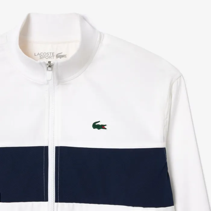 Jackets and Coats Women Lacoste Women039s UltraDry Colorblock Stretch Tennis Jacket White Navy Blue 522
