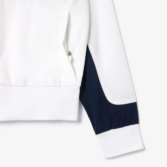 Jackets and Coats Women Lacoste Women039s UltraDry Colorblock Stretch Tennis Jacket White Navy Blue 522