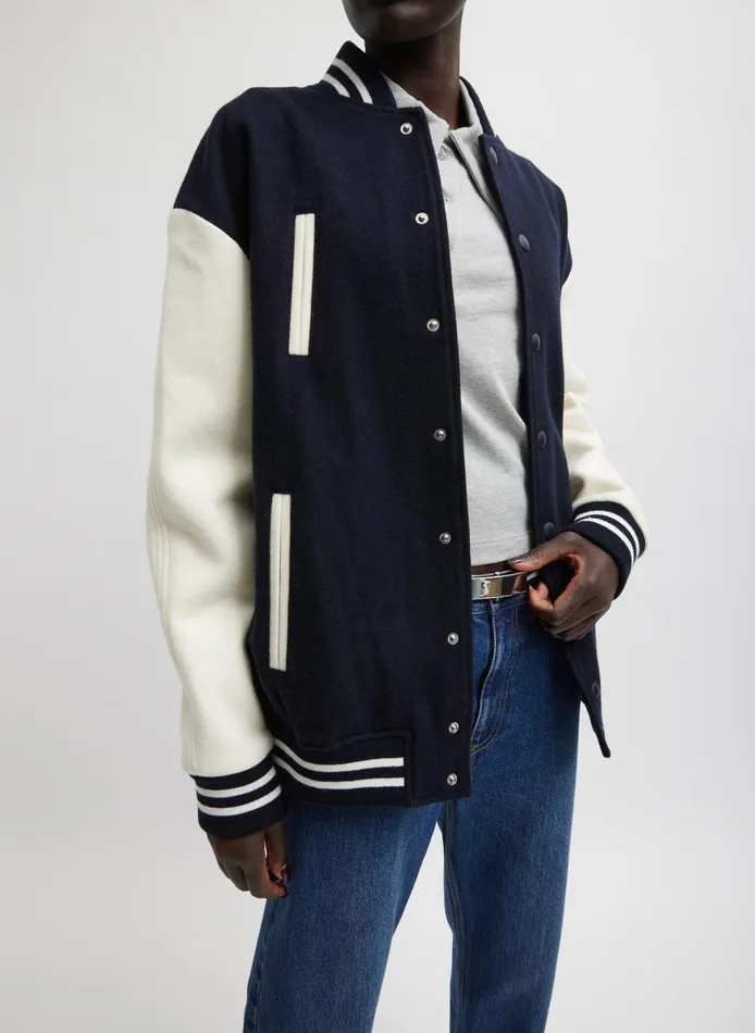 Jackets and Outerwear Women Tibi Felted Wool Cocoon Varsity Bomber