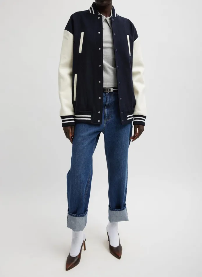 Jackets and Outerwear Women Tibi Felted Wool Cocoon Varsity Bomber