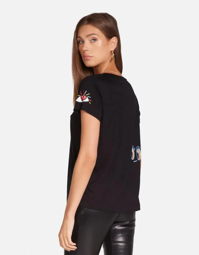 Janie Rocker Eye Black Women Lauren Moshi Short Sleeve
