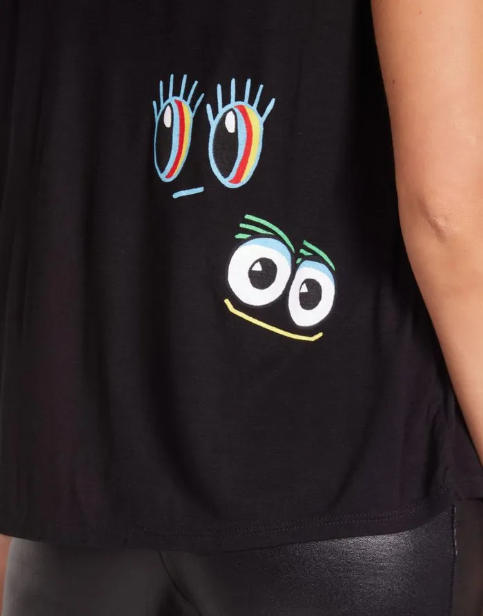 Janie Rocker Eye Black Women Lauren Moshi Short Sleeve
