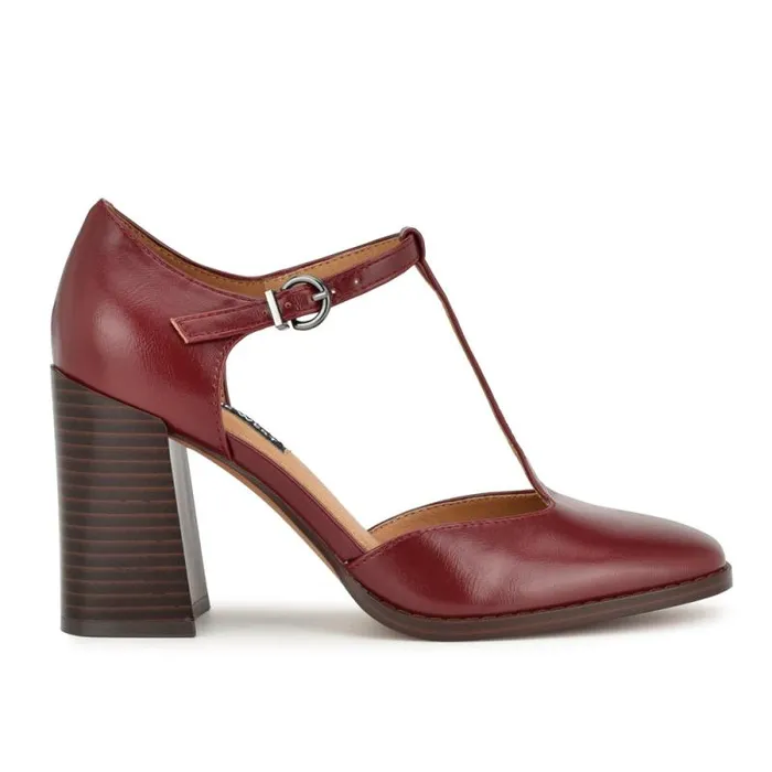 Janky T Strap Heels Dark Red Women Nine West Heels