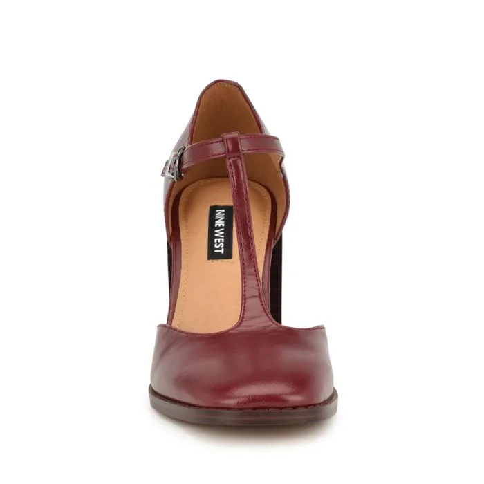 Janky T Strap Heels Dark Red Women Nine West Heels