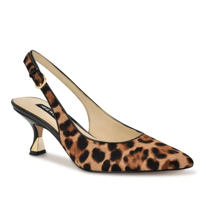 Jannit Pointy Toe Slingback Pumps Leopard Women Nine West Heels Jannit Pointy Toe Slingback Pumps Leopard Women Nine West Heels