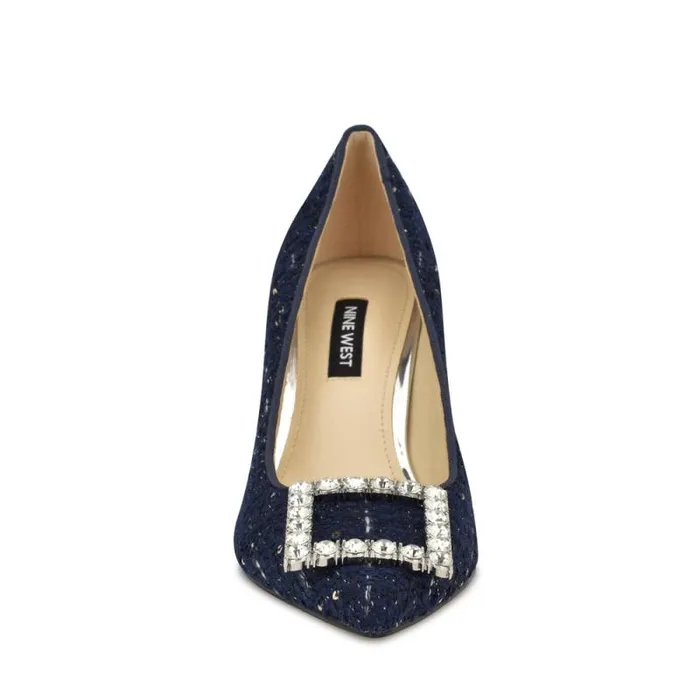 Jaquee Embellished Dress Pumps Dark Blue Tweed Women Nine West Heels Jaquee Embellished Dress Pumps Dark Blue Tweed Women Nine West Heels