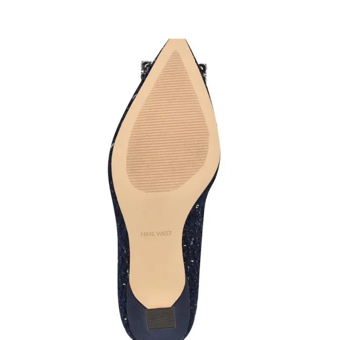 Jaquee Embellished Dress Pumps Dark Blue Tweed Women Nine West Heels Jaquee Embellished Dress Pumps Dark Blue Tweed Women Nine West Heels