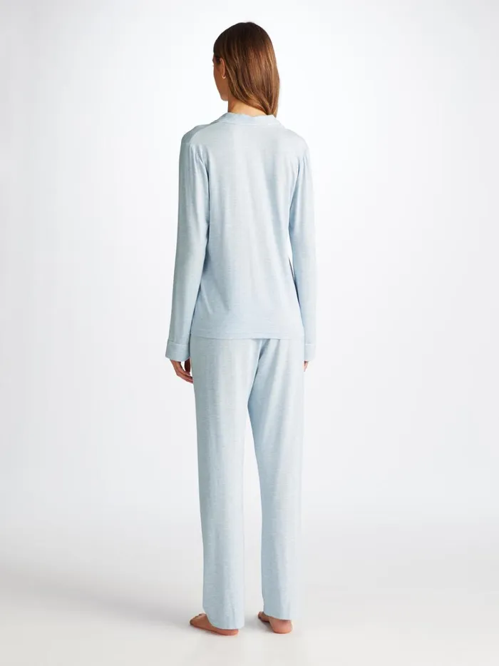 Jersey Pajamas Women Derek Rose Pajamas Ethan Micro Modal Stretch Light Blue Marl