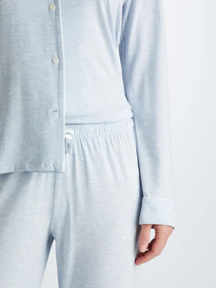 Jersey Pajamas Women Derek Rose Pajamas Ethan Micro Modal Stretch Light Blue Marl