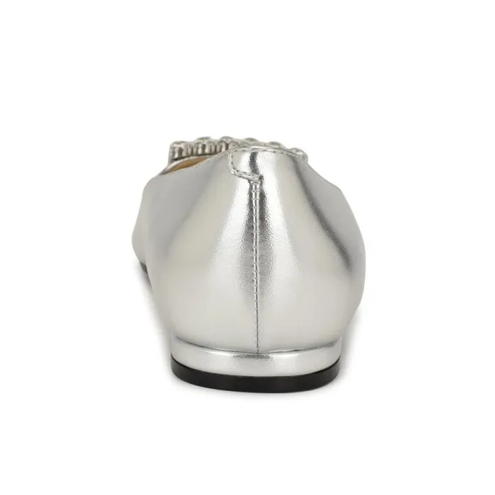 Jesike Pointy Toe Flats Silver Women Nine West Flats Jesike Pointy Toe Flats Silver Women Nine West Flats