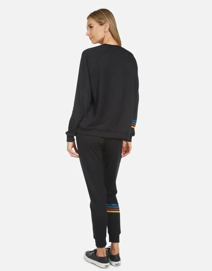 Jess Lucky Happy Face Black Women Lauren Moshi Long Sweatpants
