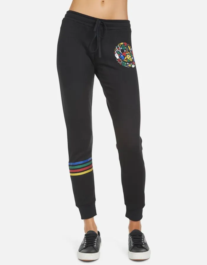 Jess Lucky Happy Face Black Women Lauren Moshi Long Sweatpants