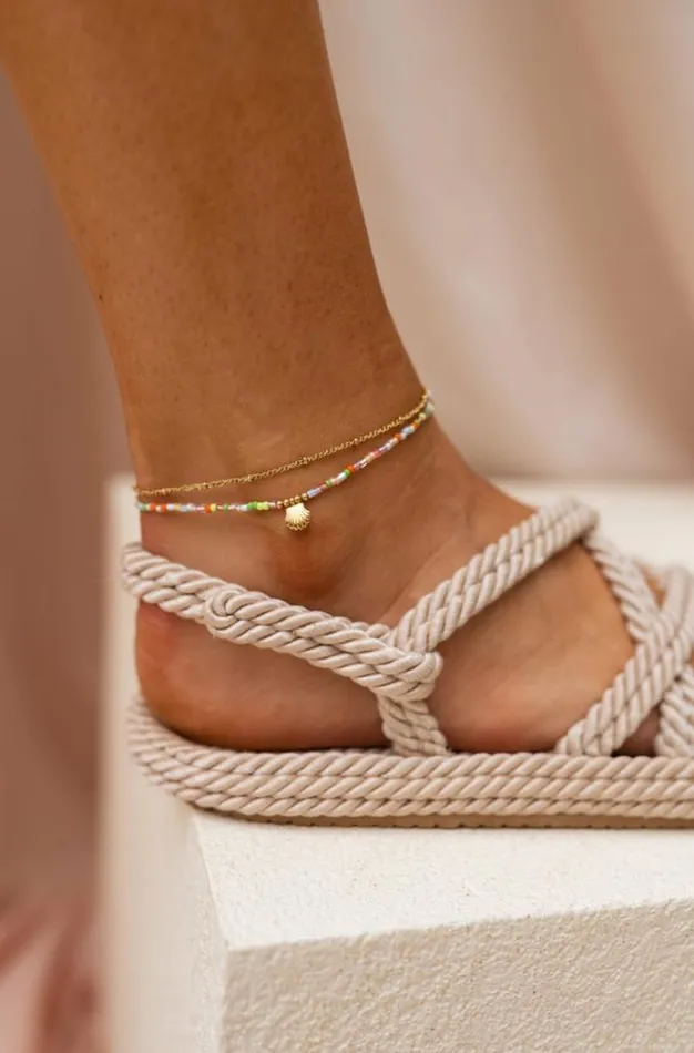 Jewelry and Accessories Bracelets Easy Clothes Multicolor And Golden Gunzo Anklet Multicolor