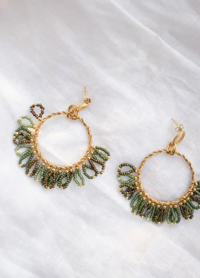 Jewelry and Accessories Earrings Easy Clothes Green And Golden Brien Earrings Green