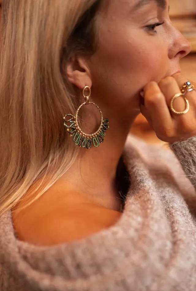Jewelry and Accessories Earrings Easy Clothes Green And Golden Brien Earrings Green