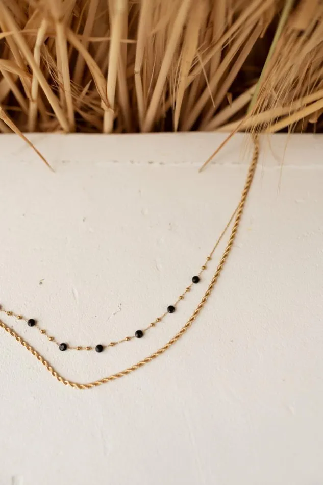 Jewelry and Accessories Necklaces Easy Clothes Golden And Black Pruda Necklace Golden and Black