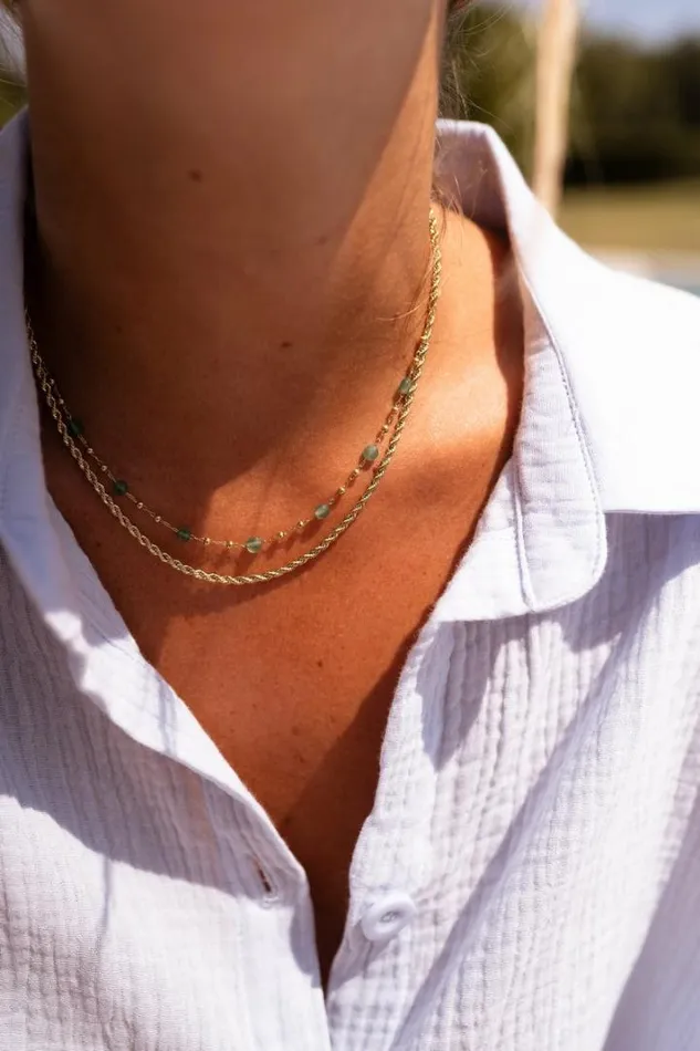 Jewelry and Accessories Necklaces Easy Clothes Golden And Green Pruda Necklace Golden and Green