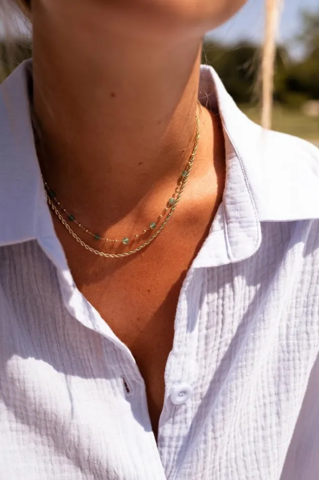 Jewelry and Accessories Necklaces Easy Clothes Golden And Green Pruda Necklace Golden and Green