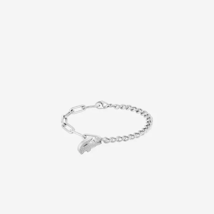 Jewelry Women Lacoste Women039s Crocodile Bracelet Silver And Crystals 042