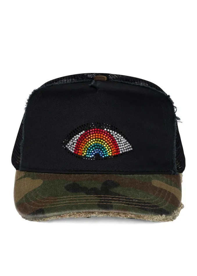 Jilly Crystal Rainbow Eye Black Camo Women Lauren Moshi Hats