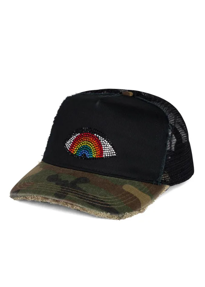 Jilly Crystal Rainbow Eye Black Camo Women Lauren Moshi Hats