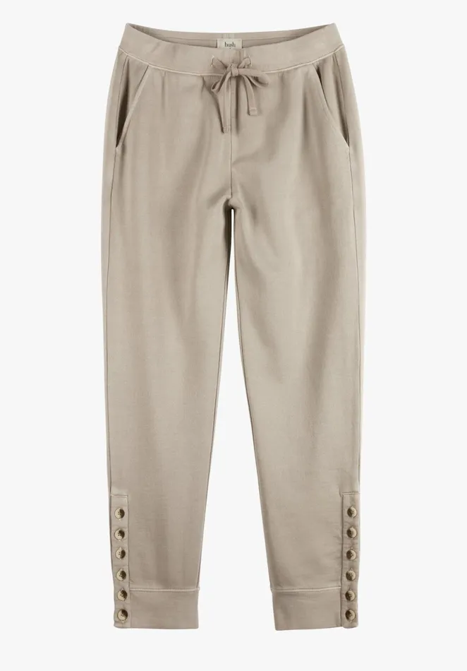 Joggers and Leggings Women Hush Skip Button Hem Joggers Stone Grey