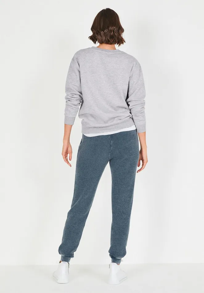 Joggers and Leggings Women Hush Slim Leg Waffle Joggers Greyish Blue