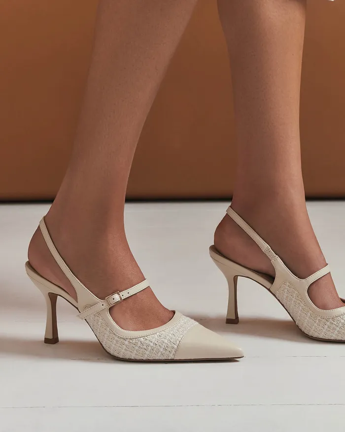 jomercer HIGH HEELS Women Ascot high heels off white tweed