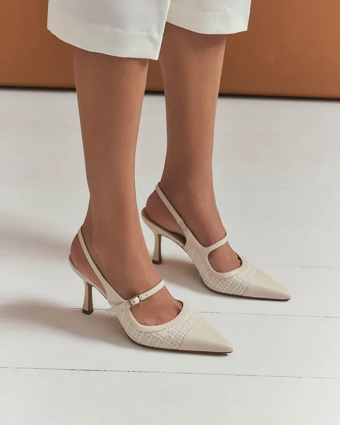 jomercer HIGH HEELS Women Ascot high heels off white tweed