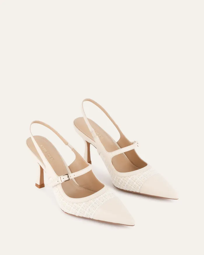 jomercer HIGH HEELS Women Ascot high heels off white tweed