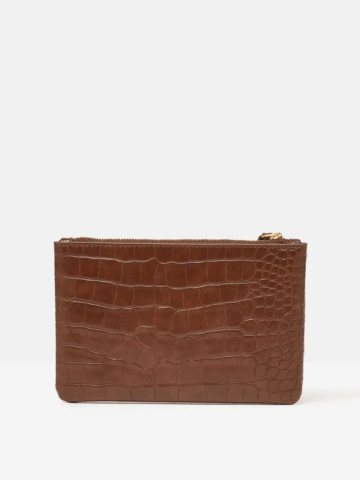Joules Bags Women Brown Faux Leather Croc Effect Wrist Purse